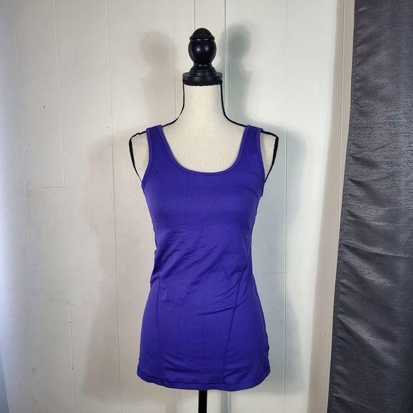 LOLE Purple Double Scoop Neck Fitted Coolmax Athletic Sports Tank Size Medium - Picture 1 of 4